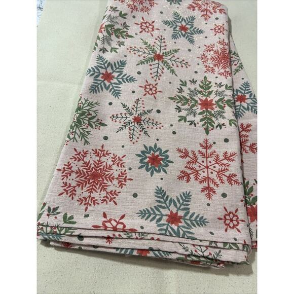 Rachel Zoe Pink & Gold‎ Snowflake Tablecloth 60x84 Oblong Holiday Christmas New - Picture 2 of 4